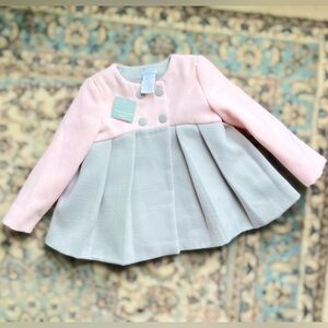 Tahari Baby Classic Pleated Faux Wool 2 Tone Coat